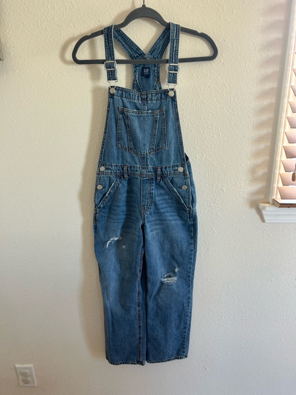 Gap Denim Distressed 100% Cotton Overalls Kids Size L